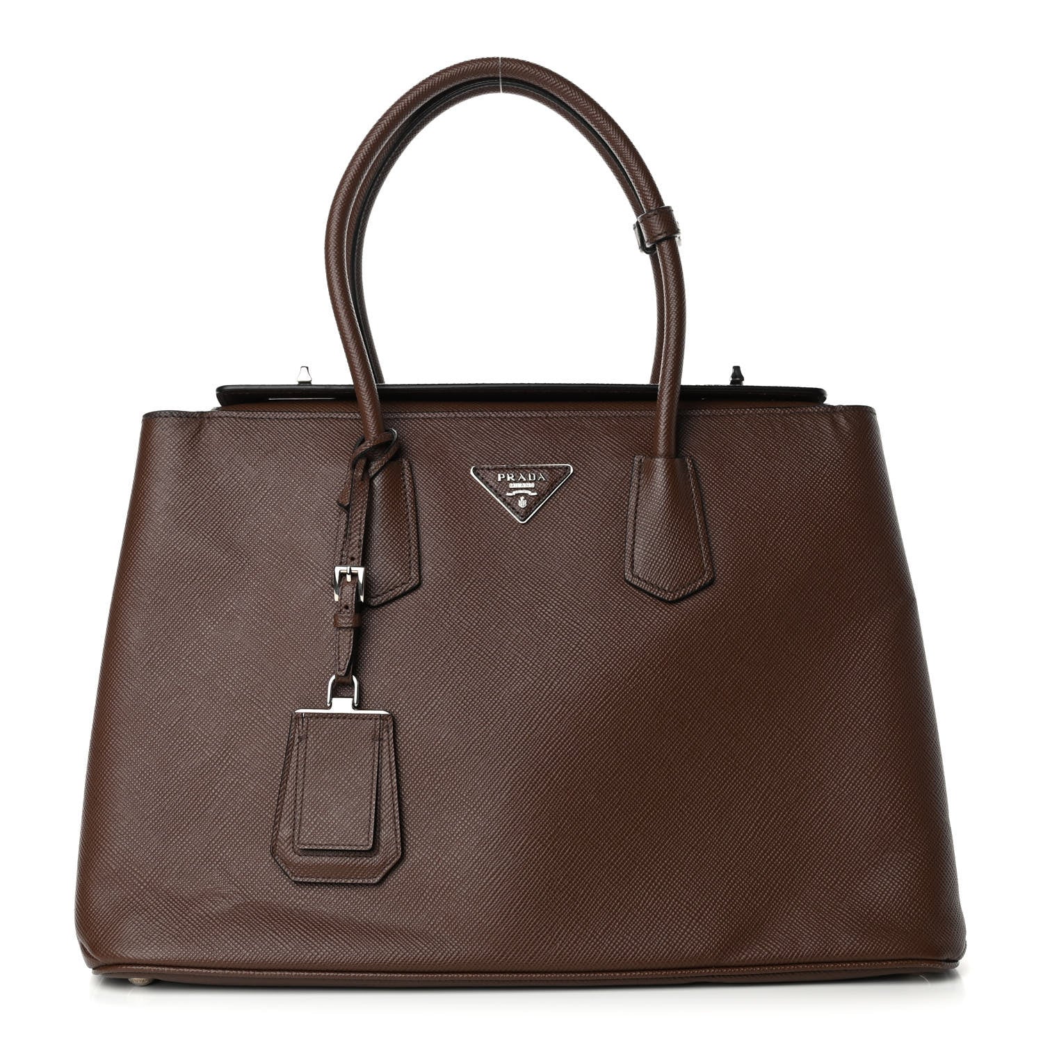 Prada Saffiano Cuir Twin Tote Cacao 1 of 4