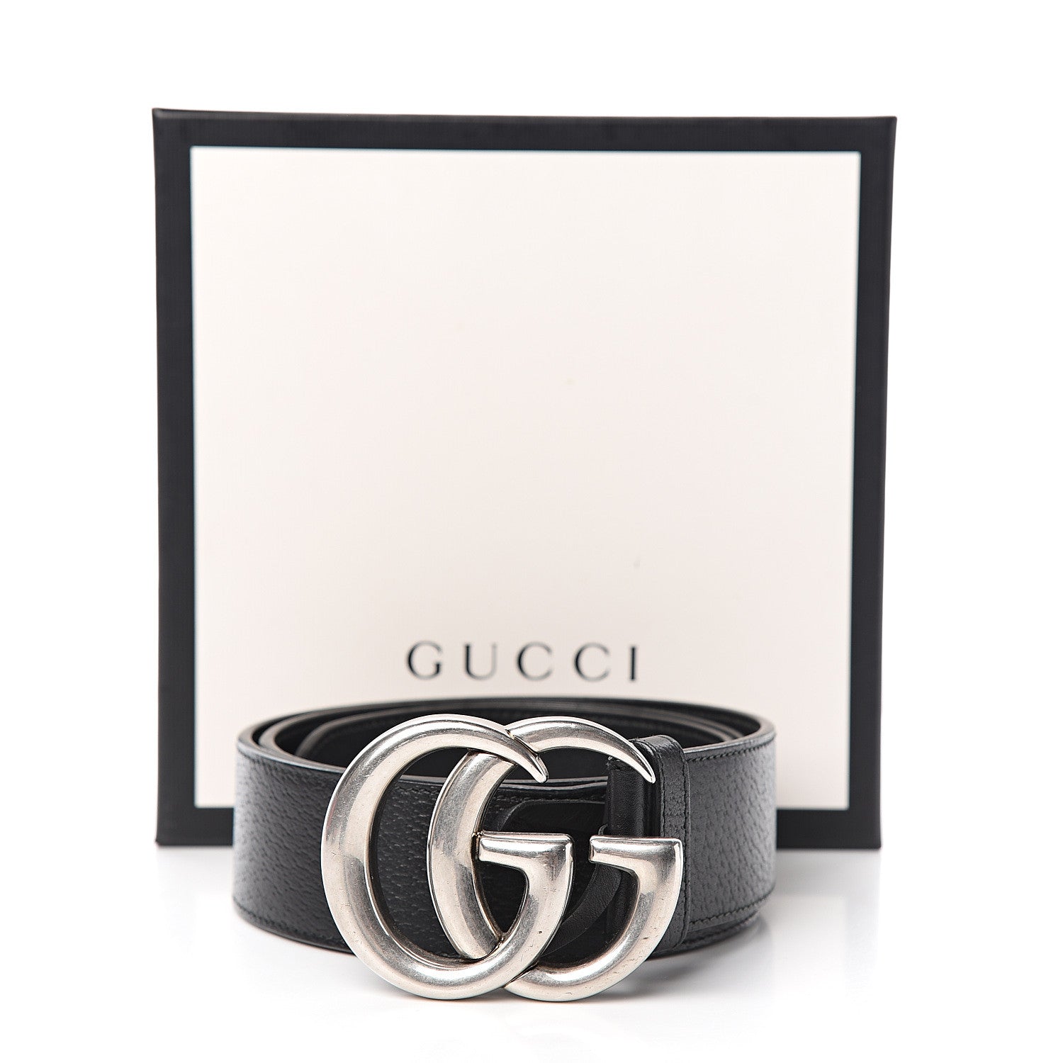 Gucci Textured Dollar Calfskin Nickel Double G 40mm Belt 85 34 Black 6 of 6