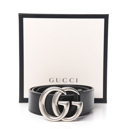 Gucci Textured Dollar Calfskin Nickel Double G 40mm Belt 85 34 Black 6 of 6