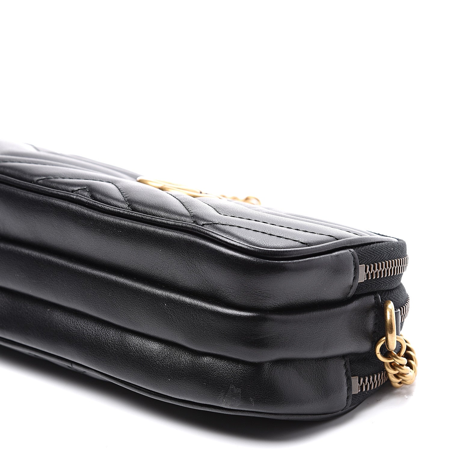 Gucci Calfskin Matelasse Mini GG Marmont Chain Crossbody Bag Black 10 of 11