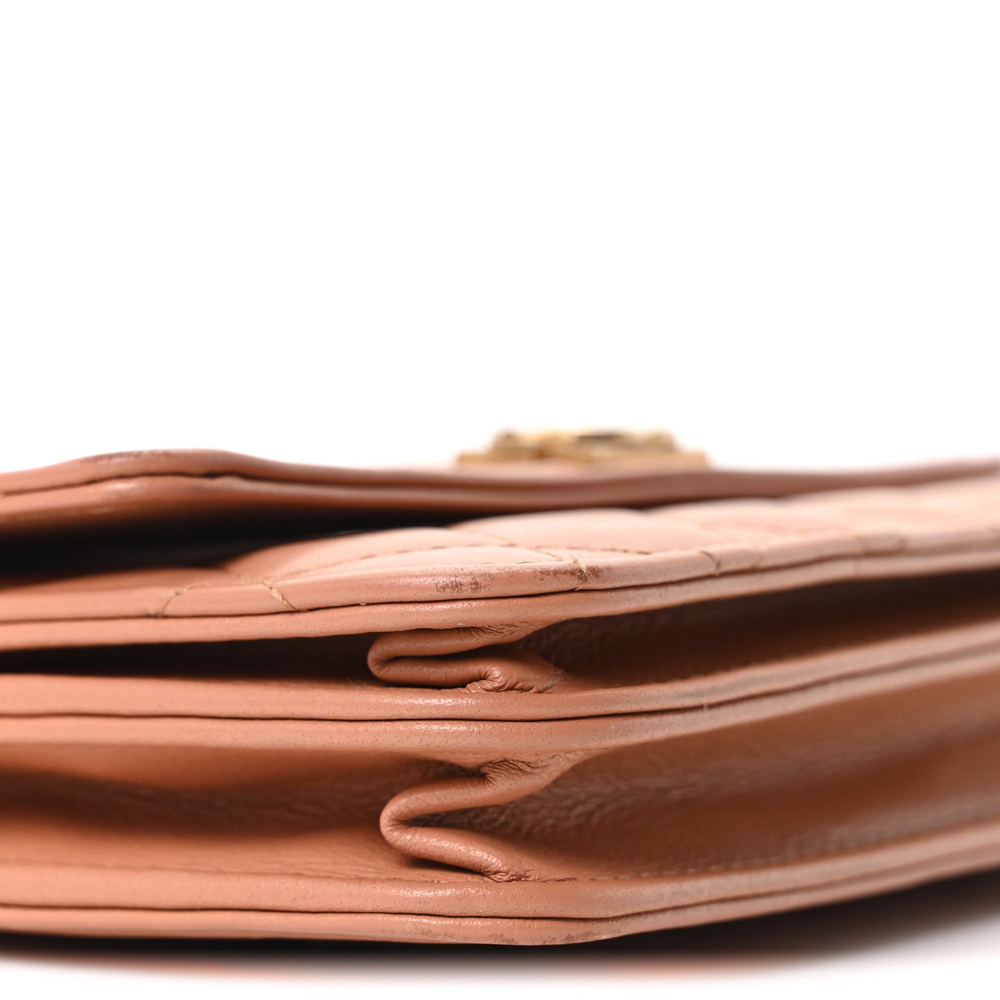 Calfskin Quilted Boy Square Wallet on Chain WOC Brown