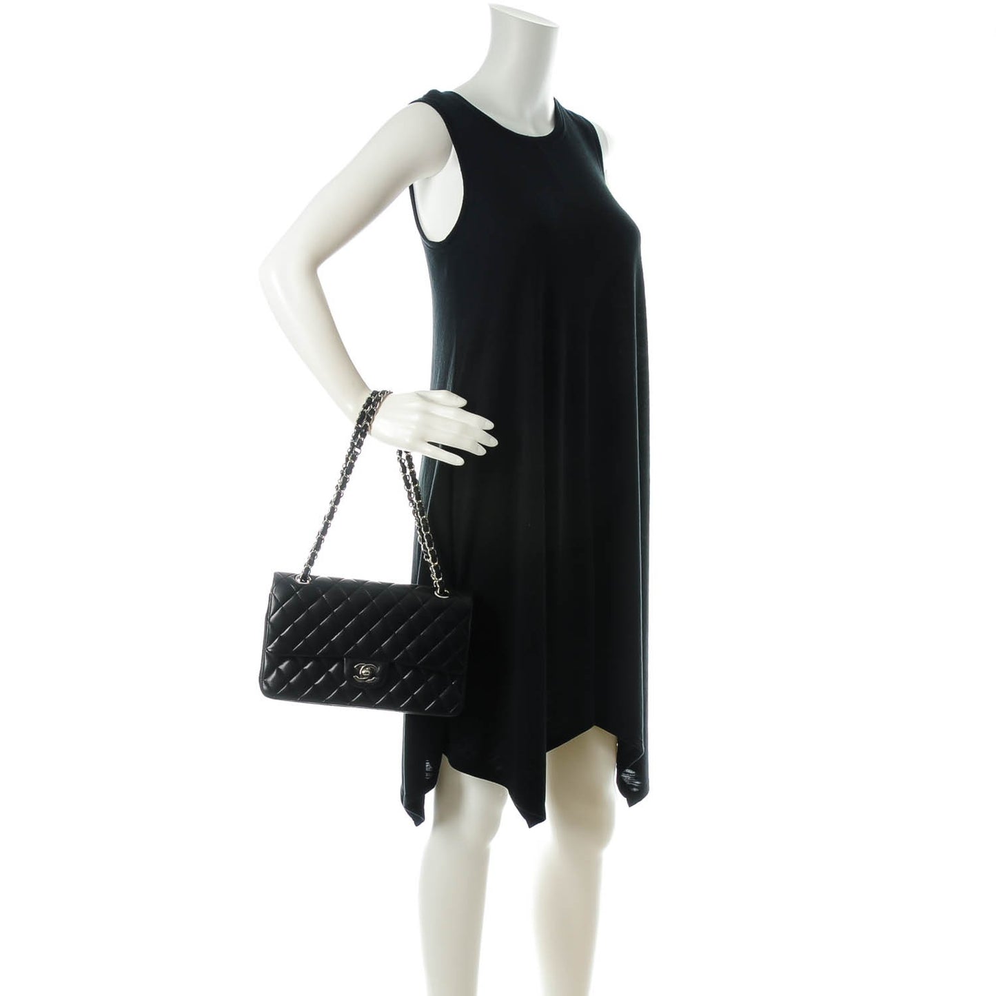 Lambskin Quilted Medium Double Flap Black