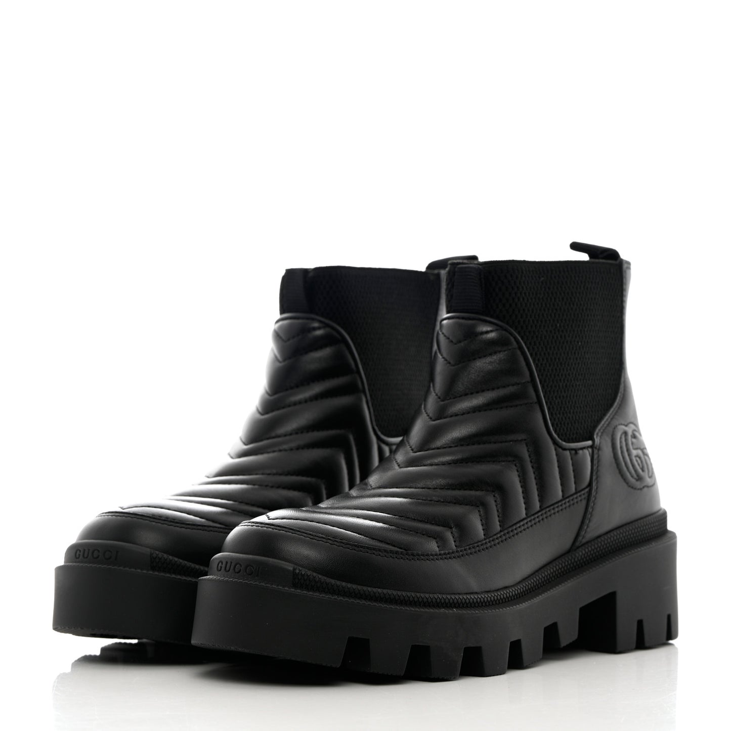 Calfskin Nappa Matelasse Frances Chelsea Boots 35 Black