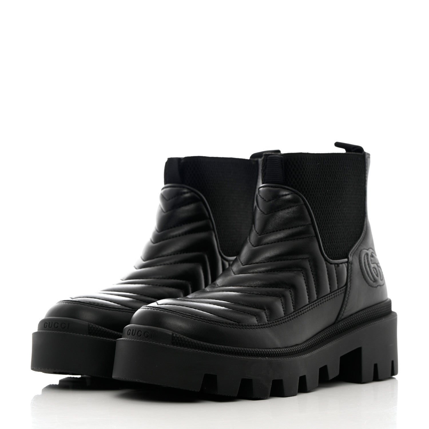 Gucci Calfskin Nappa Matelasse Frances Chelsea Boots 35 Black 3 of 11