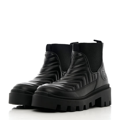 Gucci Calfskin Nappa Matelasse Frances Chelsea Boots 35 Black 3 of 11