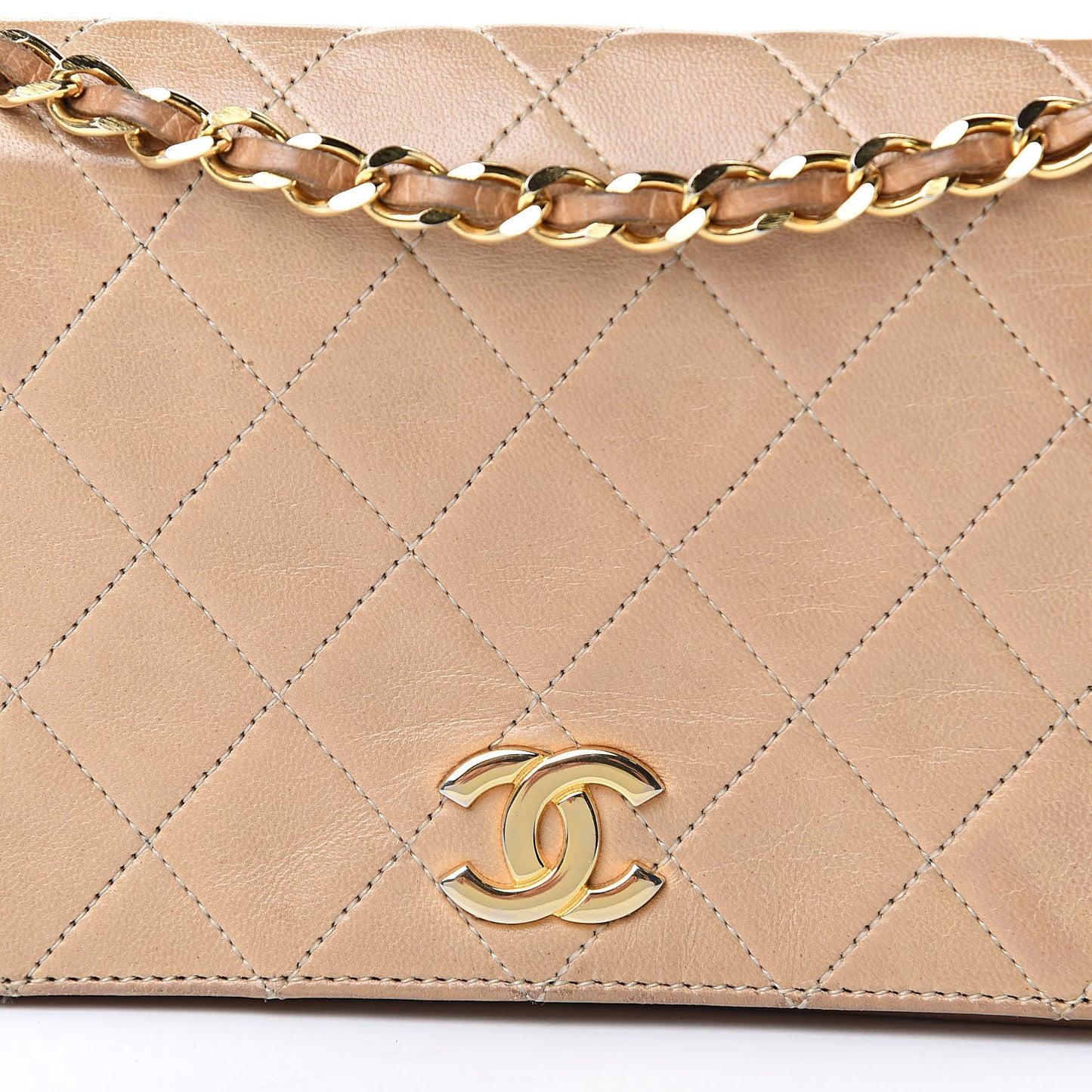Lambskin Quilted Mini Flap Beige