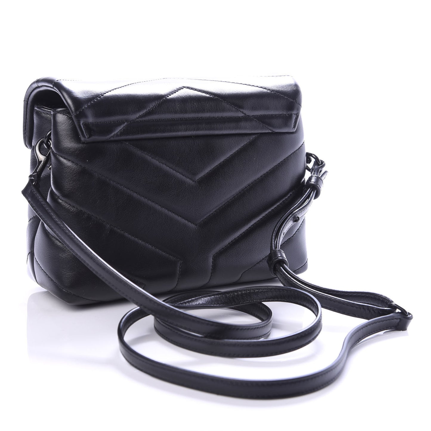Calfskin Y Quilted Monogram Toy Loulou Crossbody Bag Black