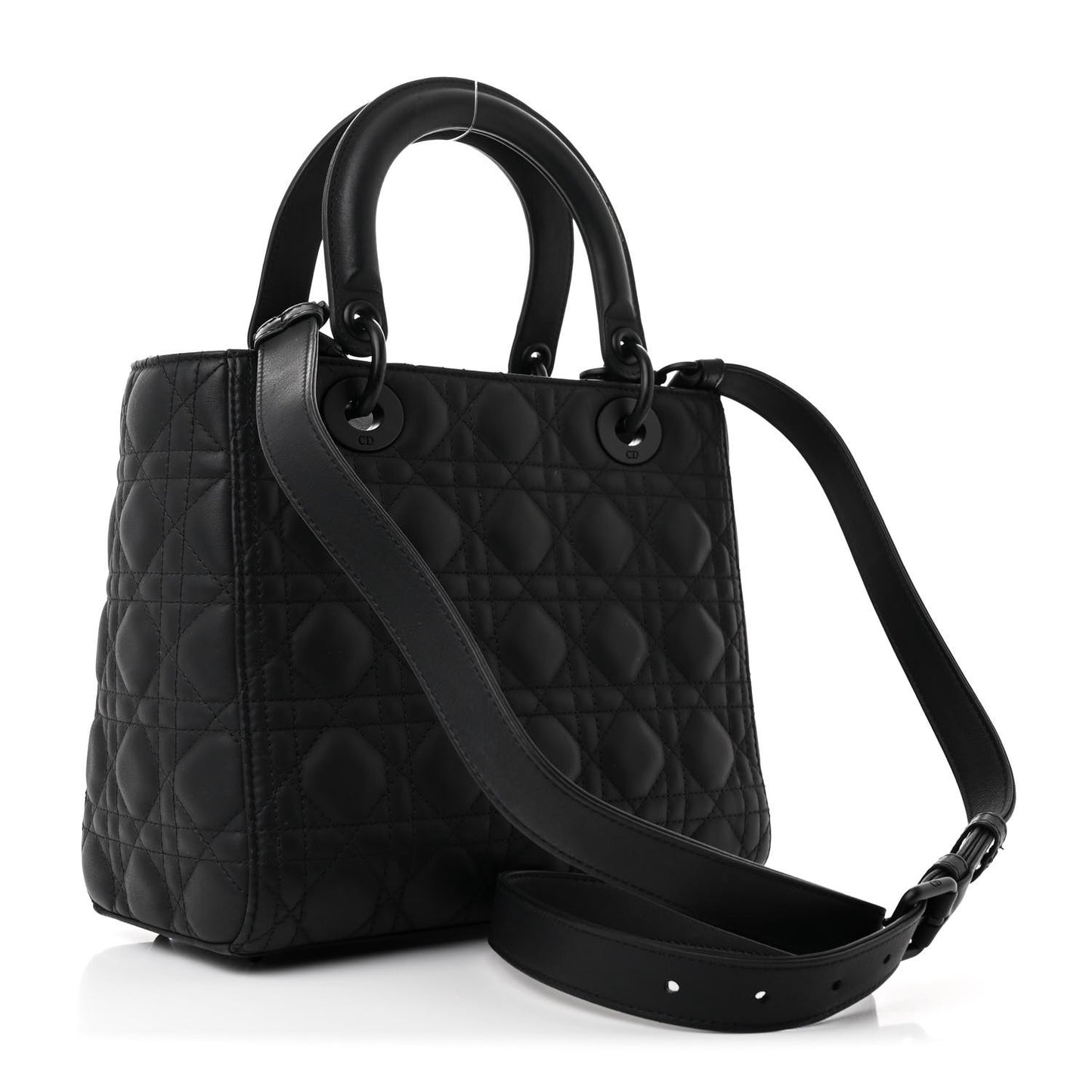 Ultra Matte Calfskin Cannage Medium Lady Dior Black