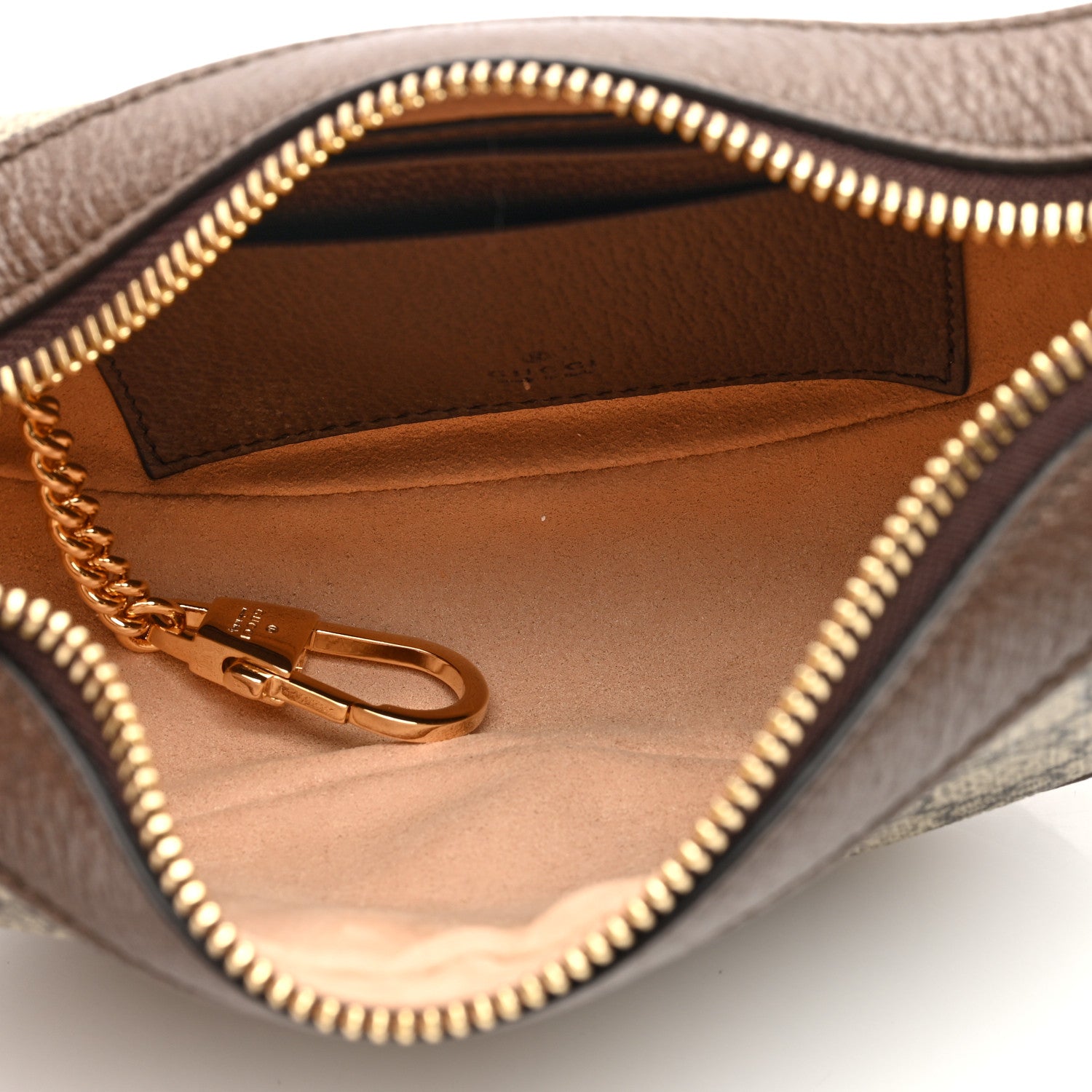 Gucci GG Supreme Monogram Textured Calfskin Web Mini Ophidia Half Moon Hobo Beige Ebony New Acero 4 of 8