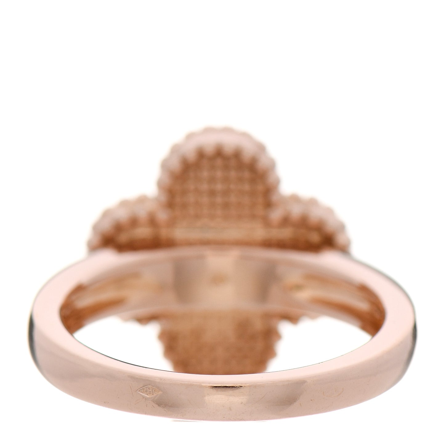 18K Rose Gold Diamond Vintage Alhambra Ring 53 6.25
