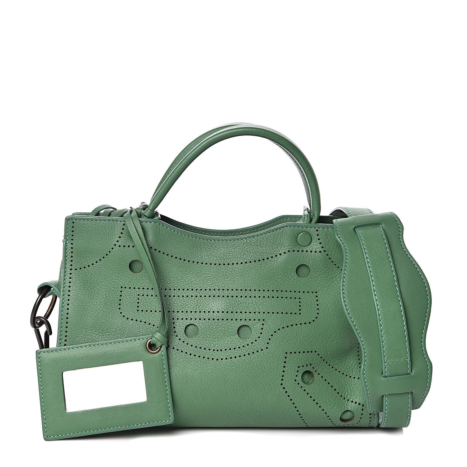 Balenciaga Chevre Perforated Blackout Hardware Nano City Green 1 of 10