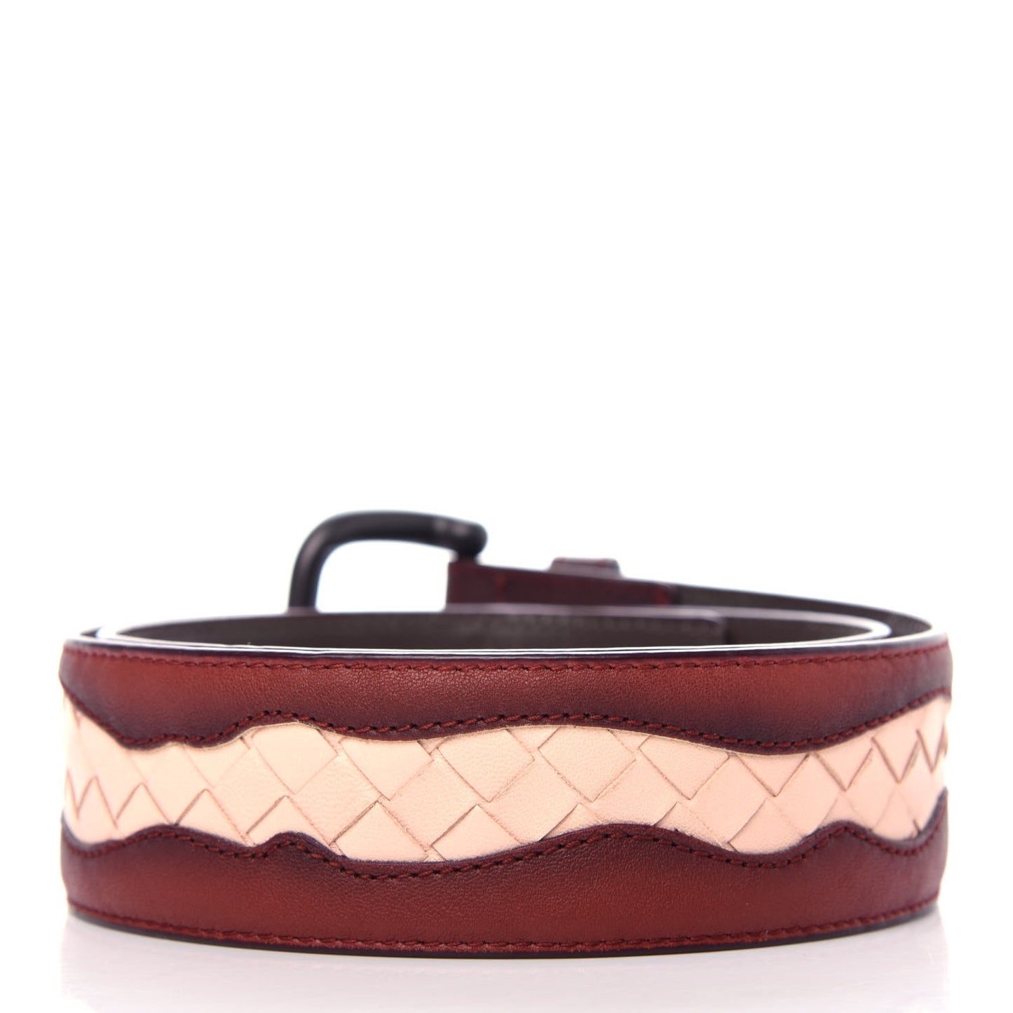 Nappa Intrecciato Belt 80 32 Burgundy Petal Pink