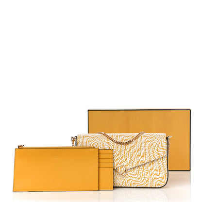 Fendi X SARAH COLEMAN Vitello Liberty Ceylon F is Fendi Micro FF Vertigo Embossed Envelope Wallet on Chain with Pouches Mimosa White 15 of 15