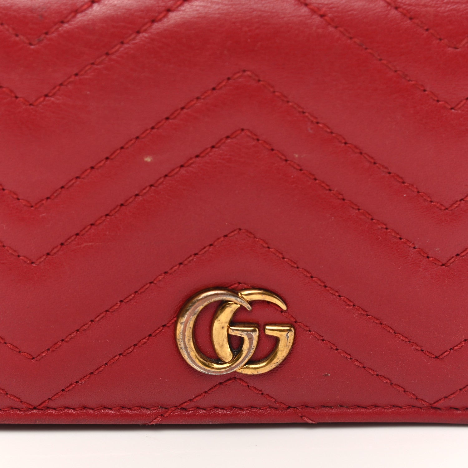 Gucci Calfskin Matelasse GG Marmont Card Case Wallet Hibiscus Red 14 of 16