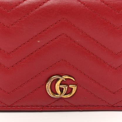Gucci Calfskin Matelasse GG Marmont Card Case Wallet Hibiscus Red 14 of 16