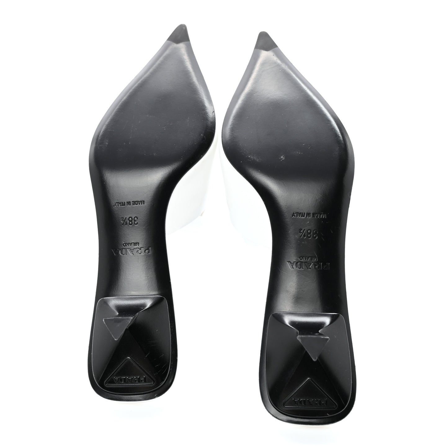 Spazzolato Triangle Logo Pointed Toe 55mm Mules 38.5 White