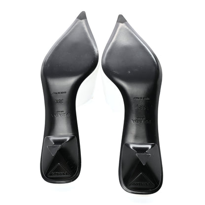 Prada Spazzolato Triangle Logo Pointed Toe 55mm Mules 38.5 White 6 of 17