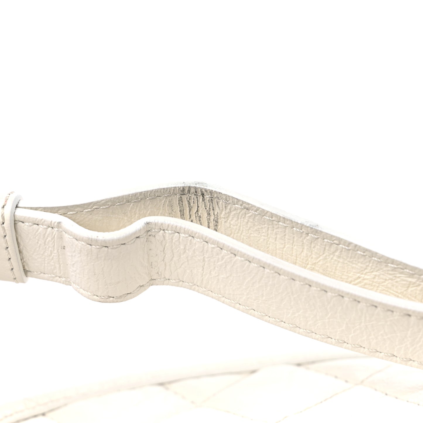 Aged Calfskin Quilted Waist Belt Bag White