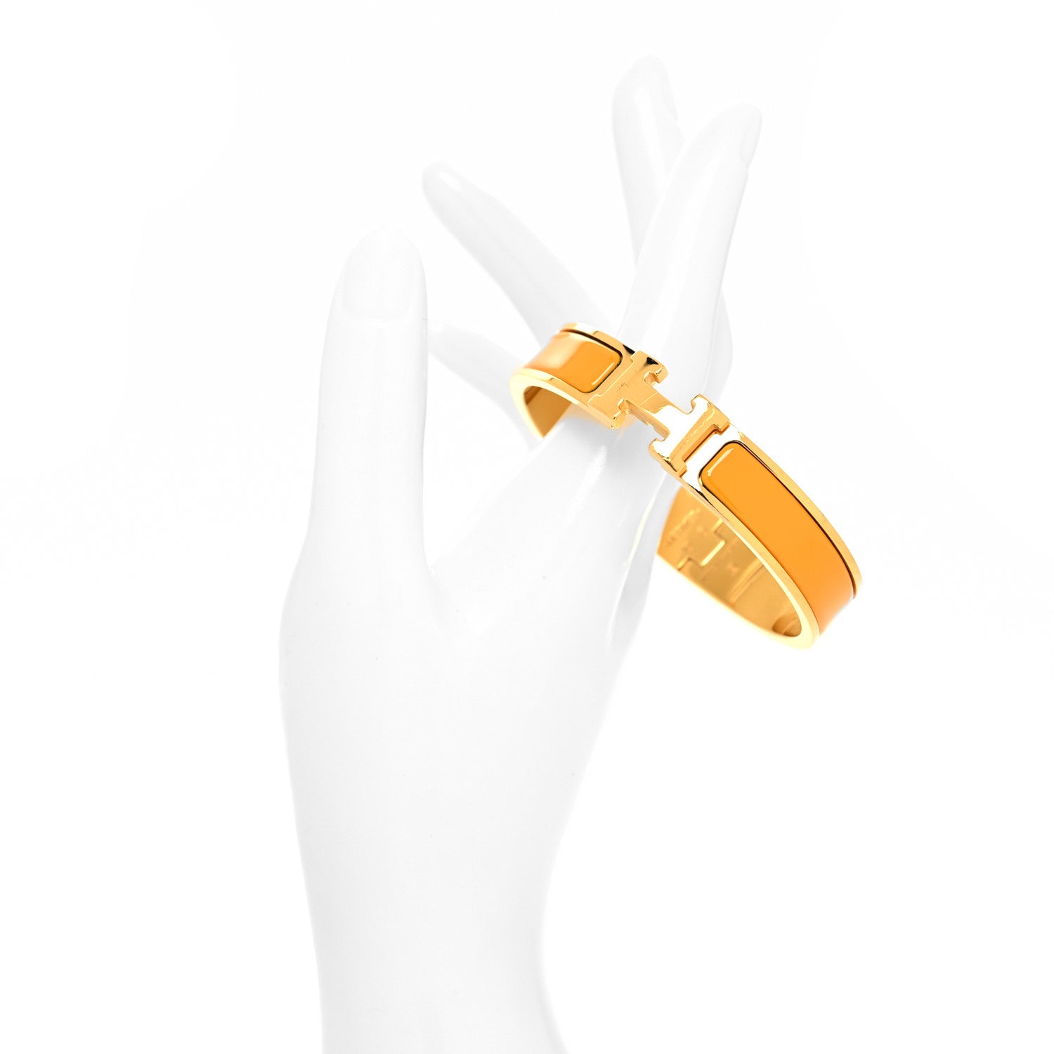 Hermes Enamel Narrow Clic Clac H Bracelet PM Jaune Madras 2 of 5