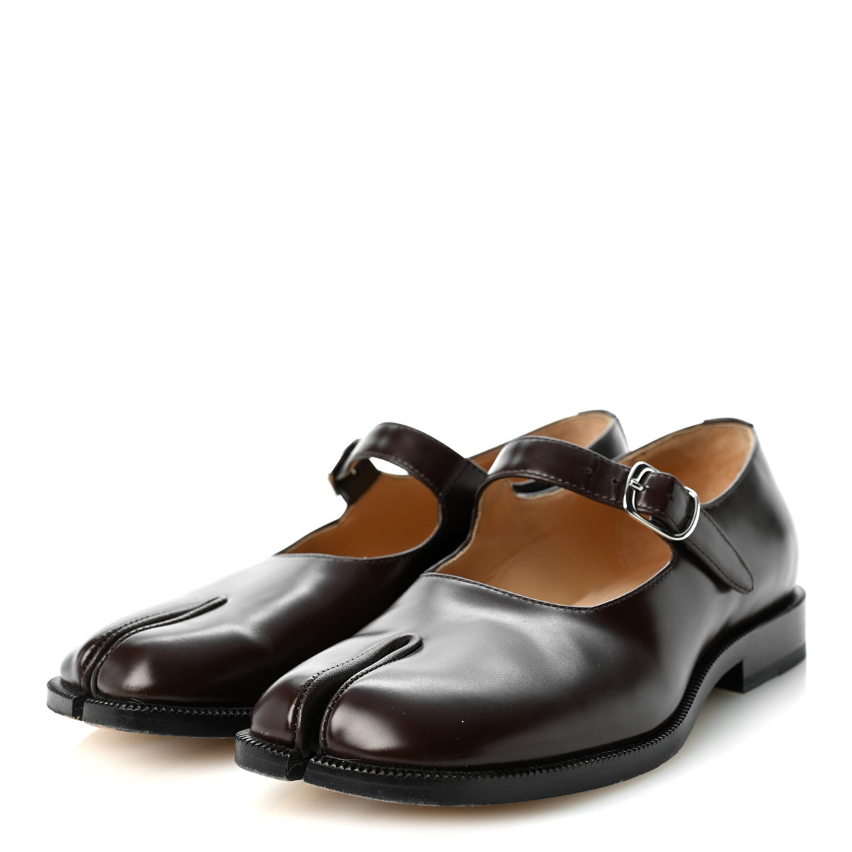 Maison Margiela Brushed Calfskin Tabi 20mm Mary Janes 36 Adobe Brown 4 of 9