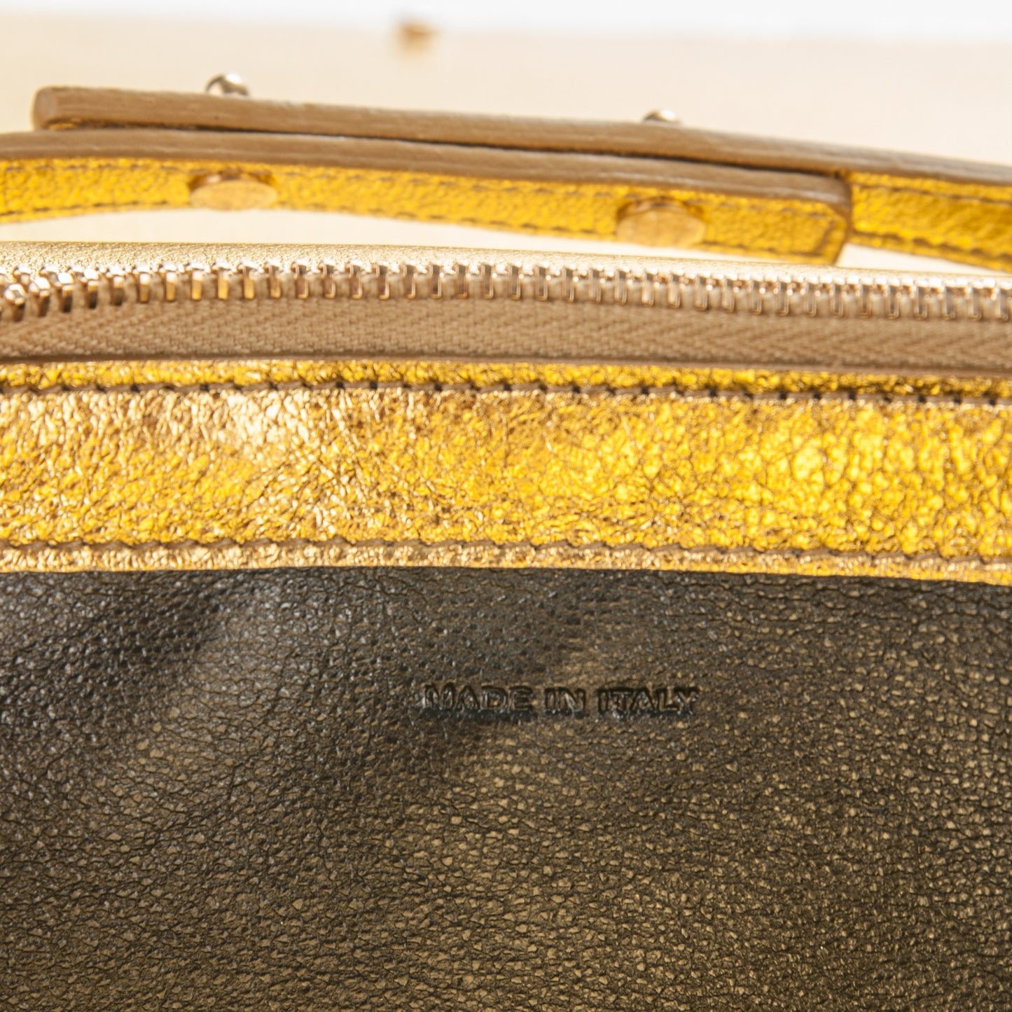 Metallic Calfskin Monogram Chain Wallet Gold