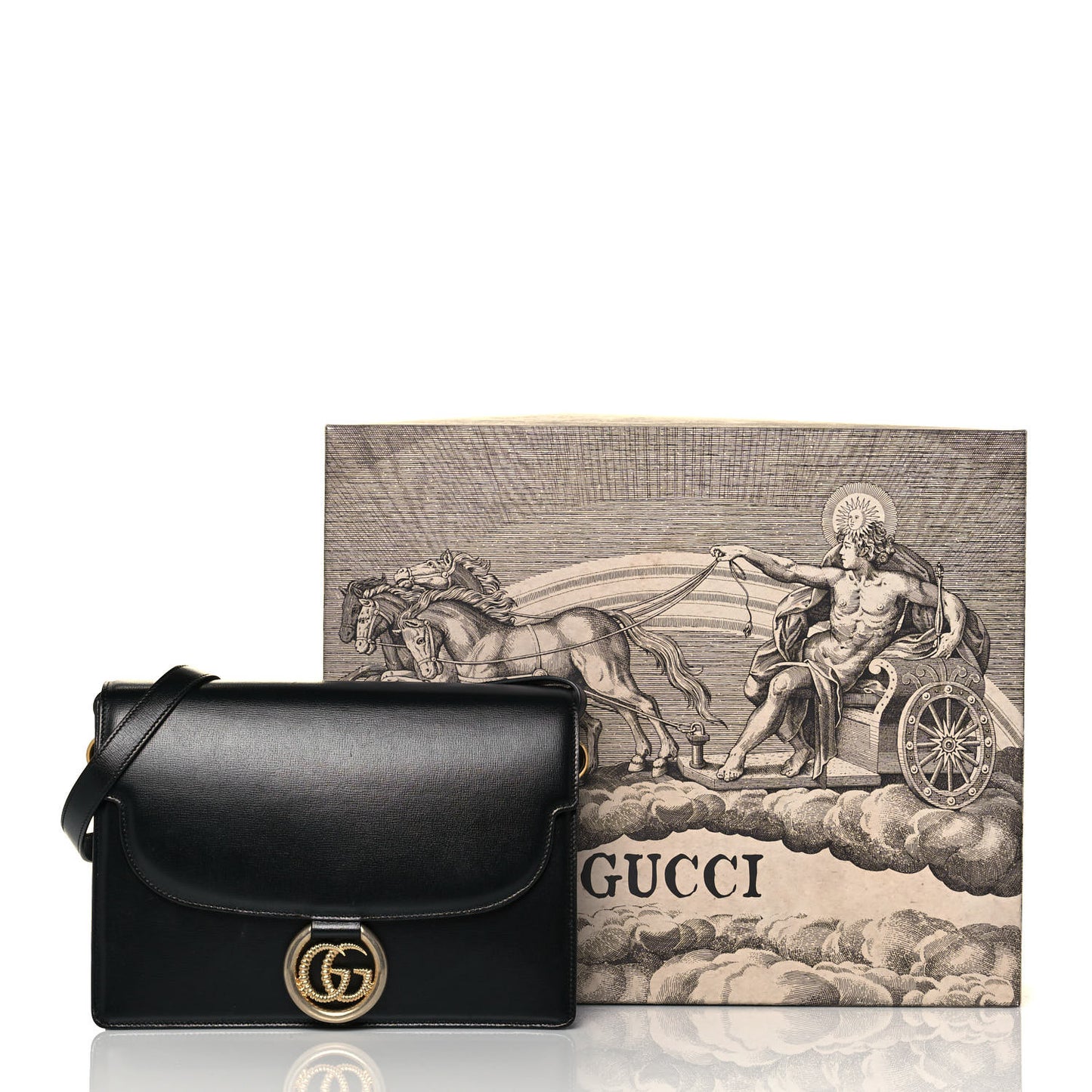 Textured Calfskin Medium Torchon GG Ring Shoulder Bag Black