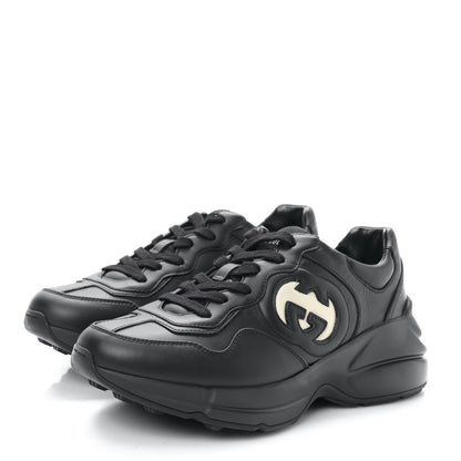 Gucci Dali Soft Calfskin Cut Out Interlocking G Womens Rhyton Sneakers 37 Black Ivoire 3 of 8