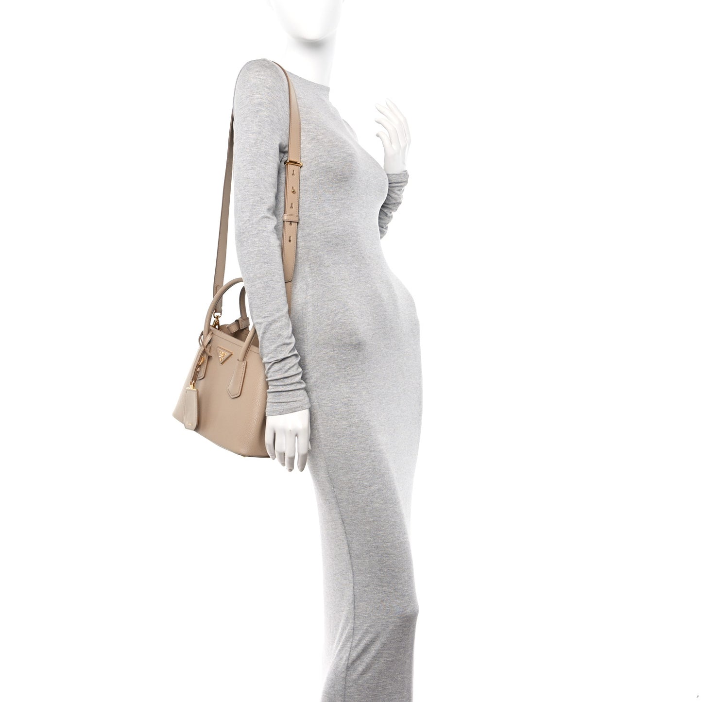 Saffiano Cuir Mini Double Bag Cammeo