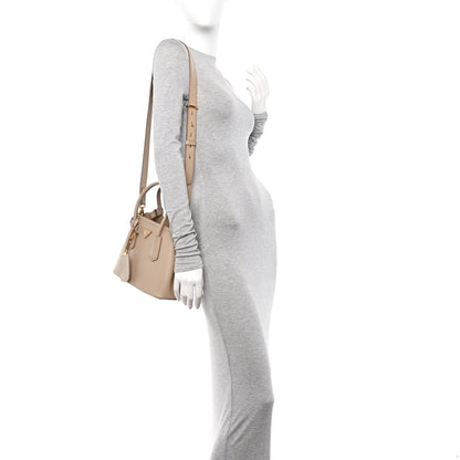 Prada Saffiano Cuir Mini Double Bag Cammeo 2 of 9