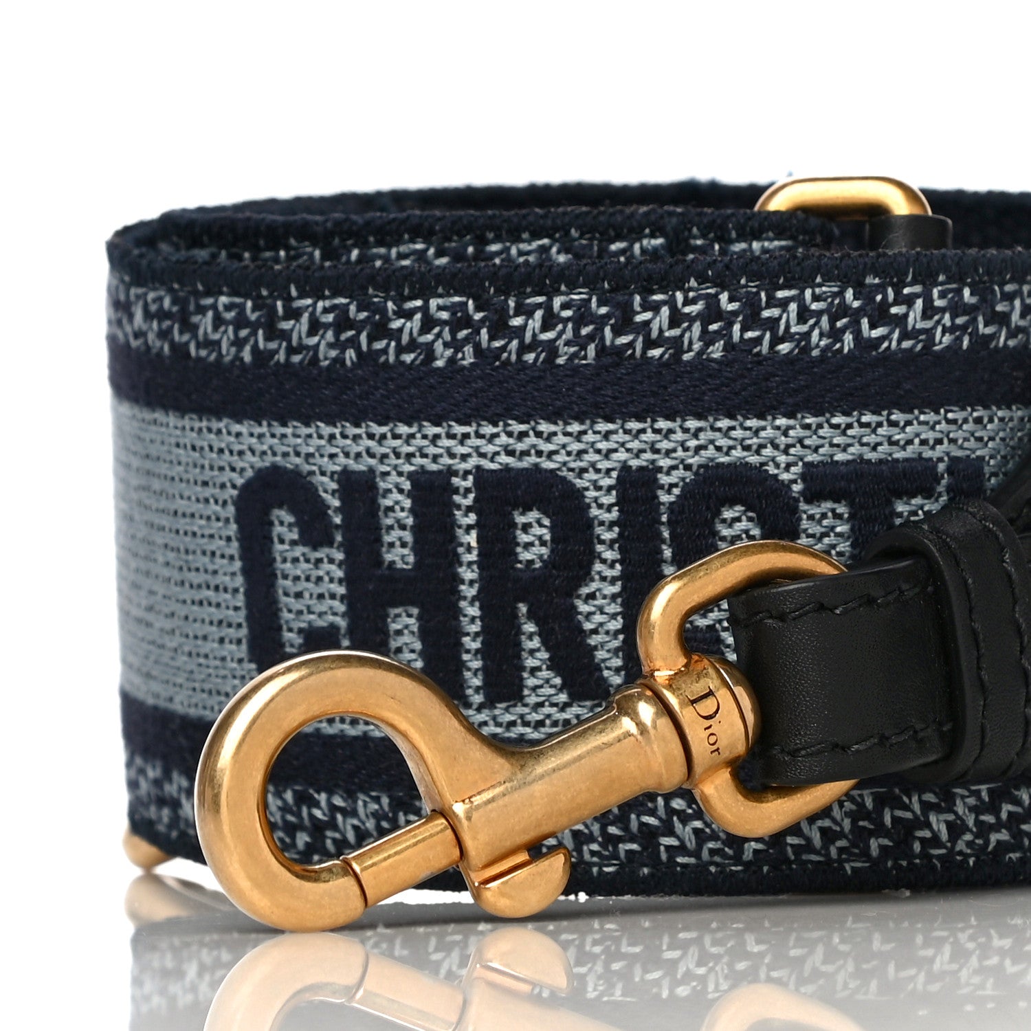Christian Dior Canvas Embroidered Shoulder Strap Blue 2 of 10