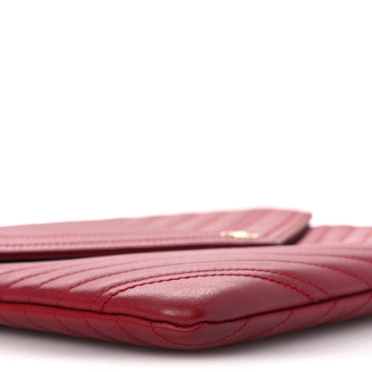 Chanel Calfskin Chevron Quilted Small Envelope Clutch Red 9 of 12