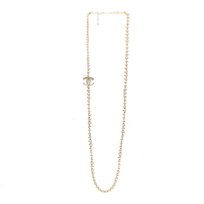Chanel Crystal Pearl CC Chain Long Necklace Gold 3 of 6