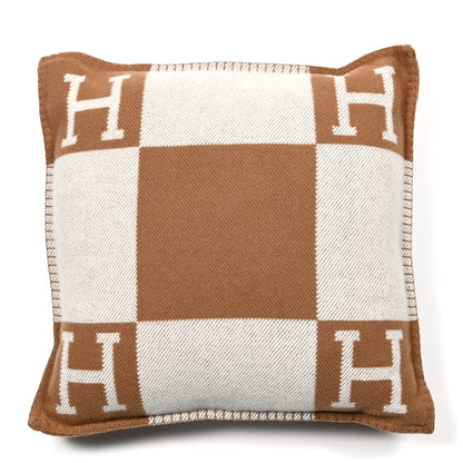 Hermes Wool Cashmere Avalon Pillow PM Ecru Camel 1 of 3