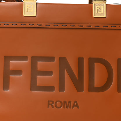 Fendi Vitello King Plexiglass Logo Embossed Small Fendi Sunshine Shopper Tote Cuoio 7 of 9