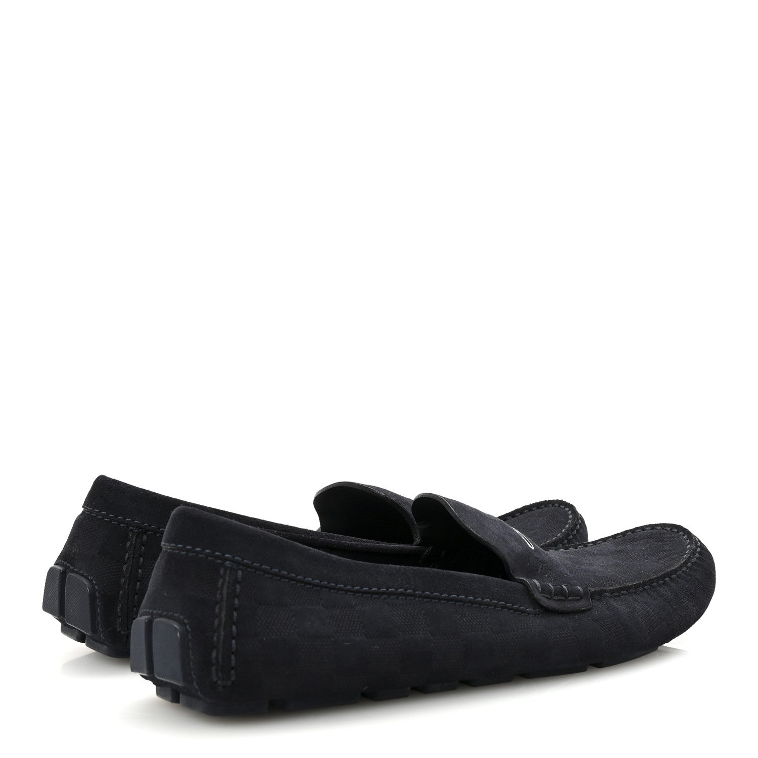 Louis Vuitton Suede Damier Mens Monte Carlo Moccasin Loafers 10.5 Navy 5 of 9