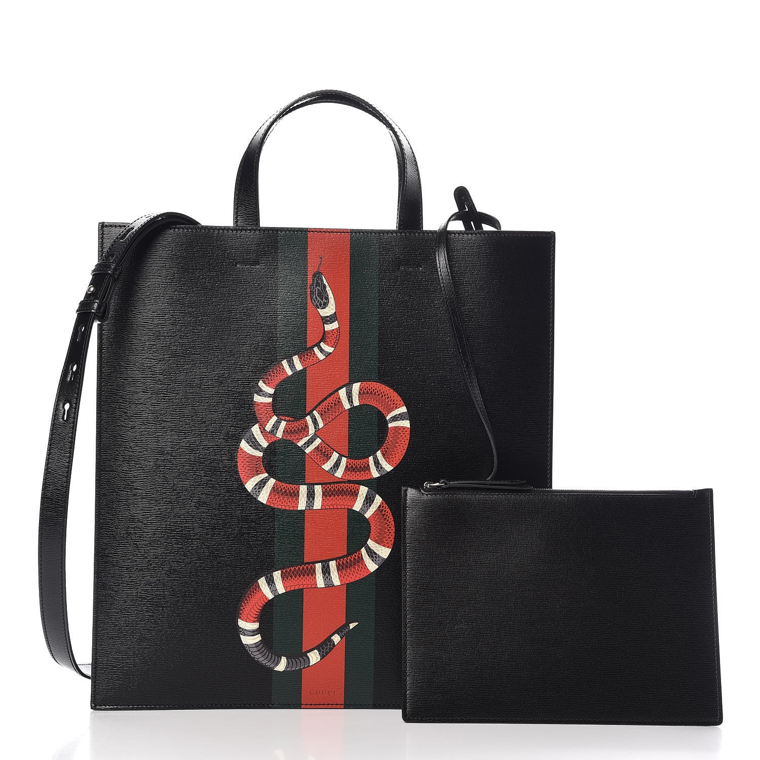 Gucci Calfskin Kingsnake Print Vertical Tote Black 4 of 9