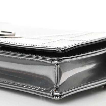 Christian Dior Metallic Patent Micro-Cannage Diorama Wallet on Chain Pouch Silver 9 of 9