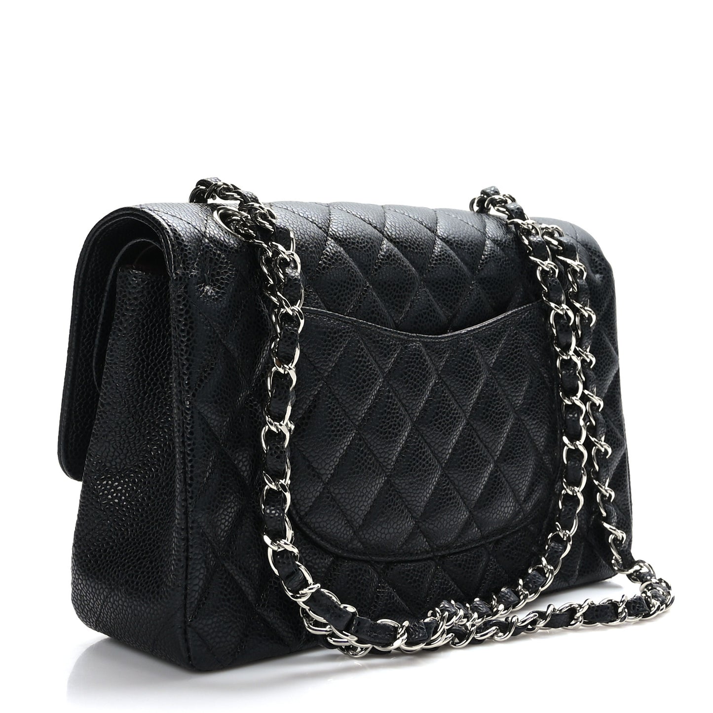 Caviar Quilted Medium Double Flap Black