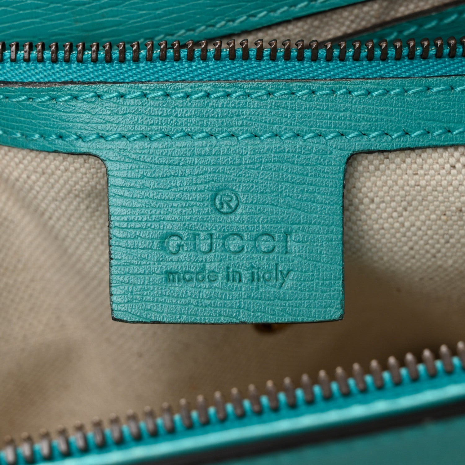 Gucci Textured Calfskin Medium Bright Bit Tote Blue 6 of 19