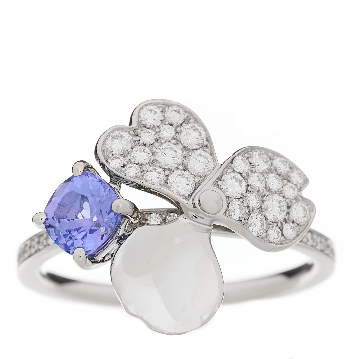 Platinum Diamond Tanzanite Paper Flowers Ring 52 6