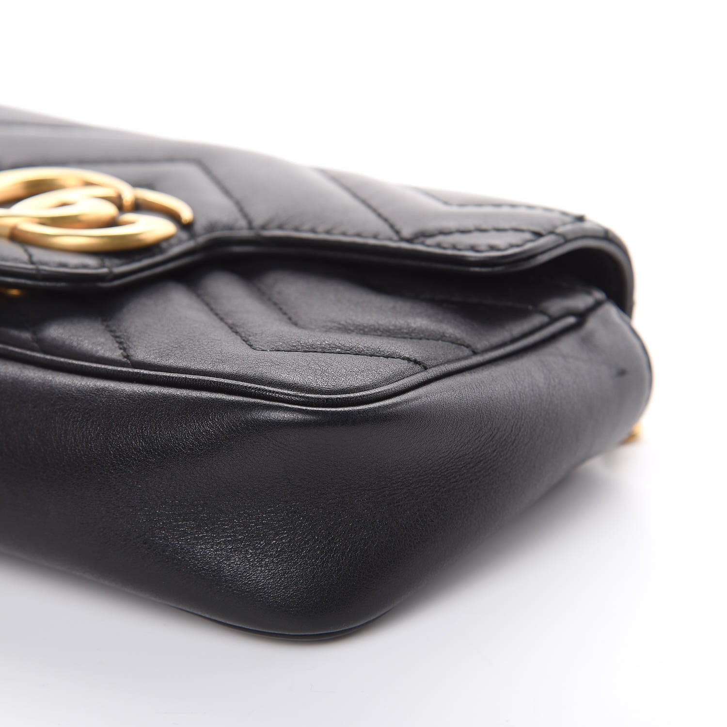 Gucci Calfskin Matelasse Super Mini GG Marmont Shoulder Bag Black 9 of 13