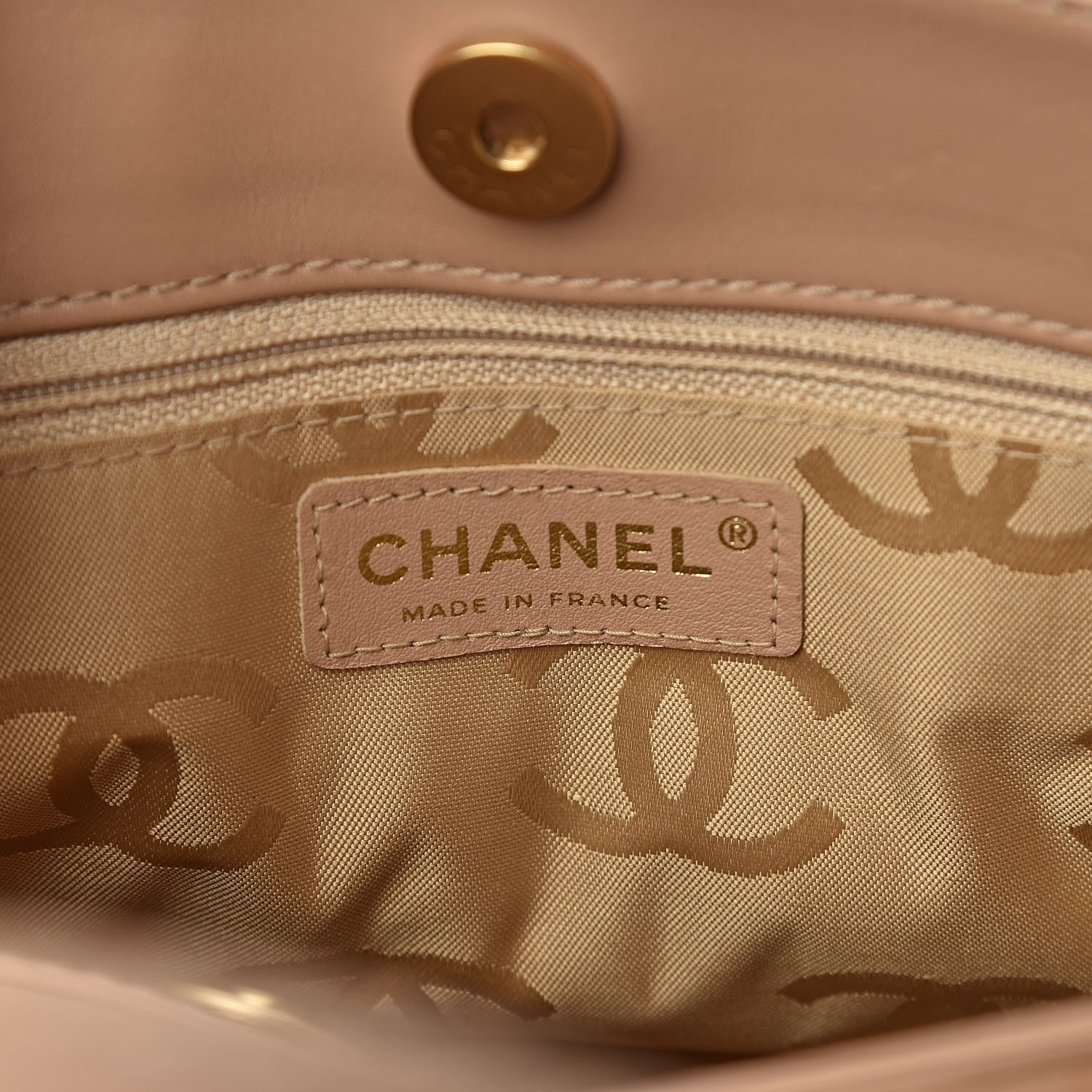 Chanel Calfskin Quilted Surpique Stitch Small Tote Beige 6 of 10
