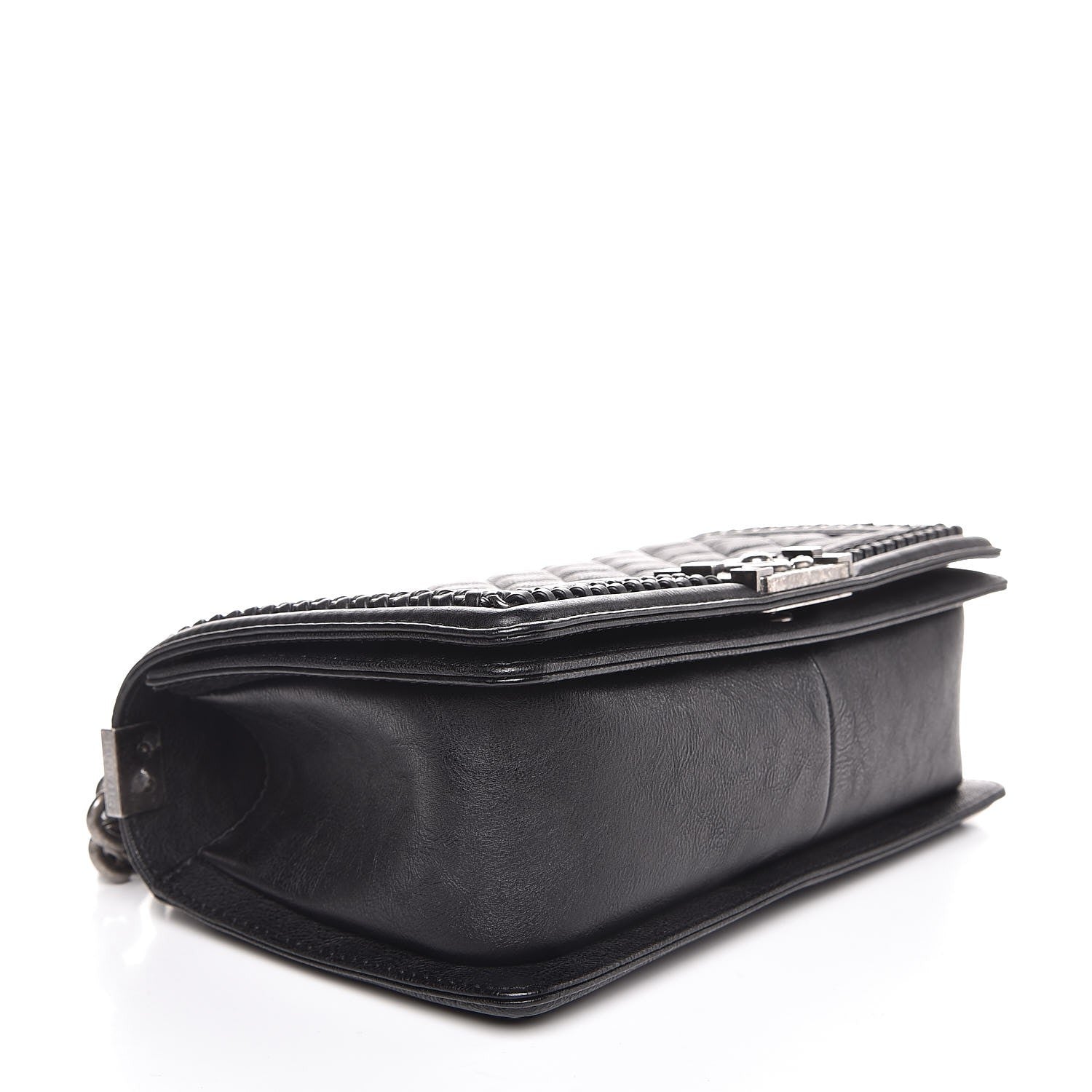 Chanel Calfskin Quilted Medium Boy Top Handle Flap Black 4 of 8