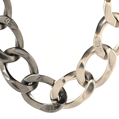 Chanel Metal Chain Link CC Choker Necklace Silver 1 of 5