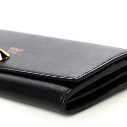 Fendi Vitello Liberty Century Lucido By The Way Continental Wallet On Chain Black 9 of 9