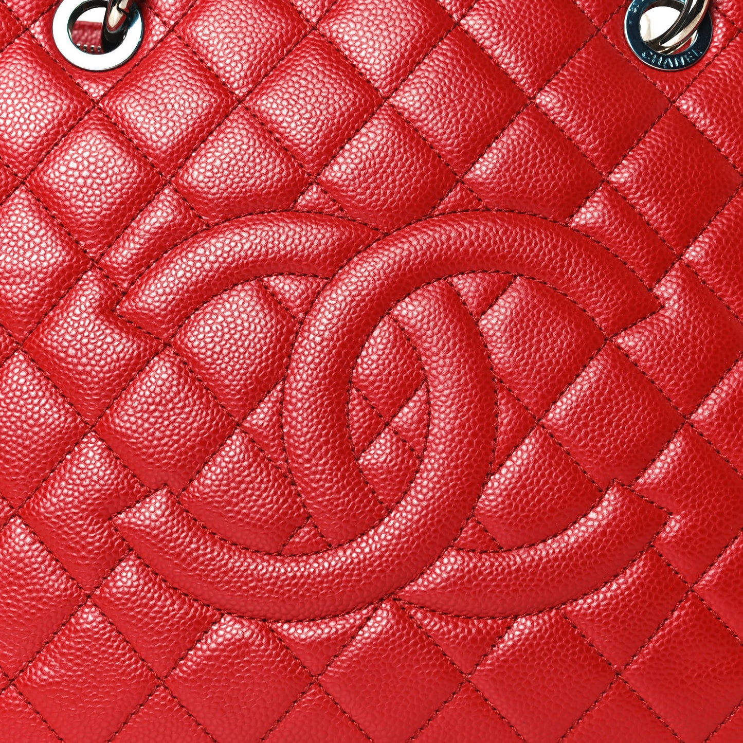 Caviar Quilted Grand Shopping Tote GST Red