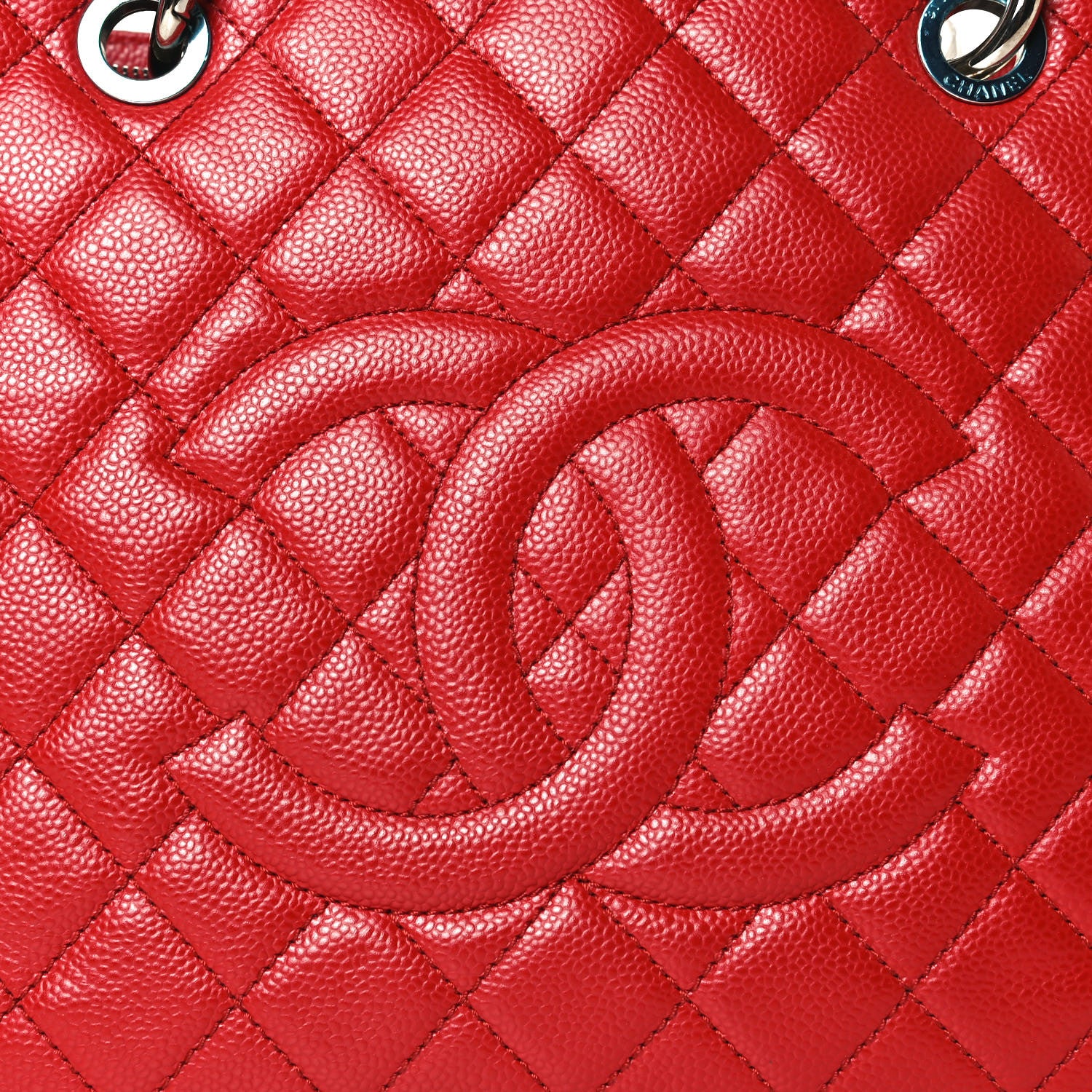 Chanel Caviar Quilted Grand Shopping Tote GST Red 10 of 13