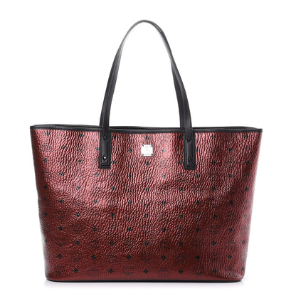 MCM Metallic Visetos Large Anya Shopper Tote Scooter Red 1 of 10