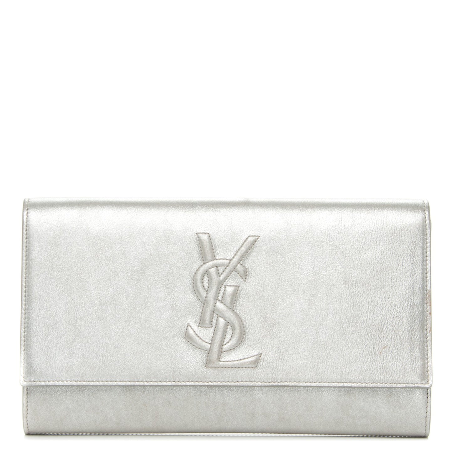 Metallic Calfskin Monogram Large Belle De Jour Clutch Silver