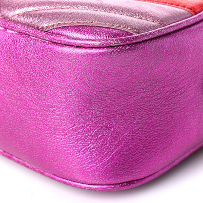 Gucci Laminated Nappa Matelasse Small GG Marmont Chain Shoulder Bag Fuxia Rosso Rosa 10 of 12